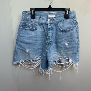 Forever 21 Blue Jean Shorts Distressed Frayed Hem